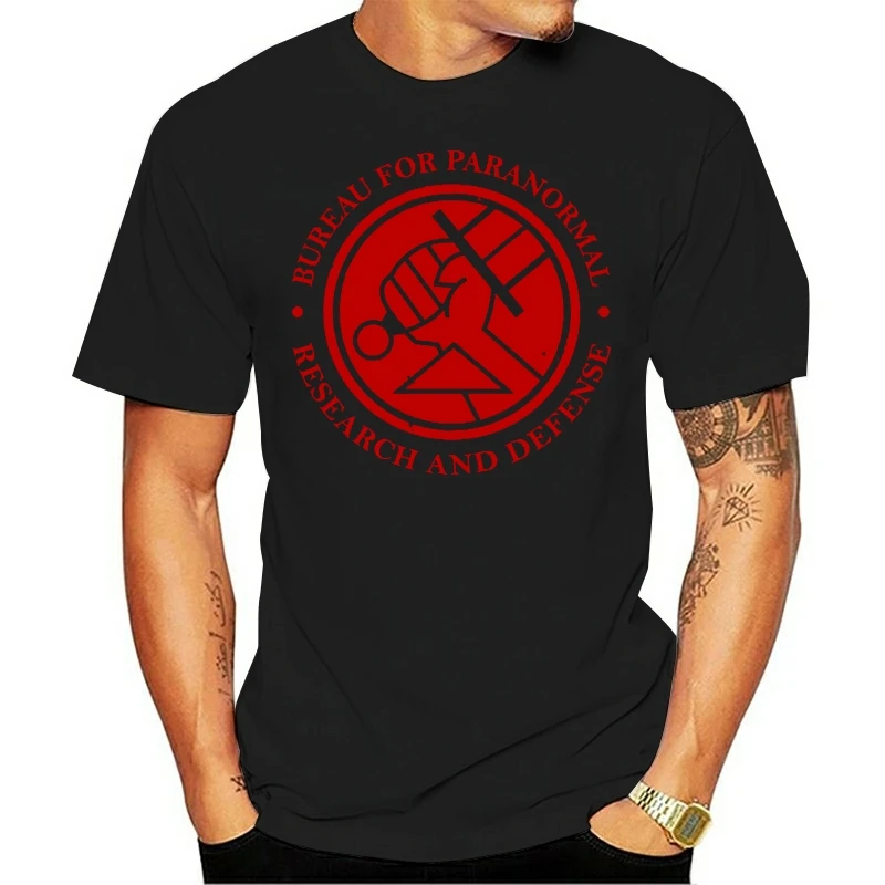 HELLBOY UNOFFICIAL BUREAU PARANORMAL RESEARCH DEFENSE ADULTS  T-SHIRT