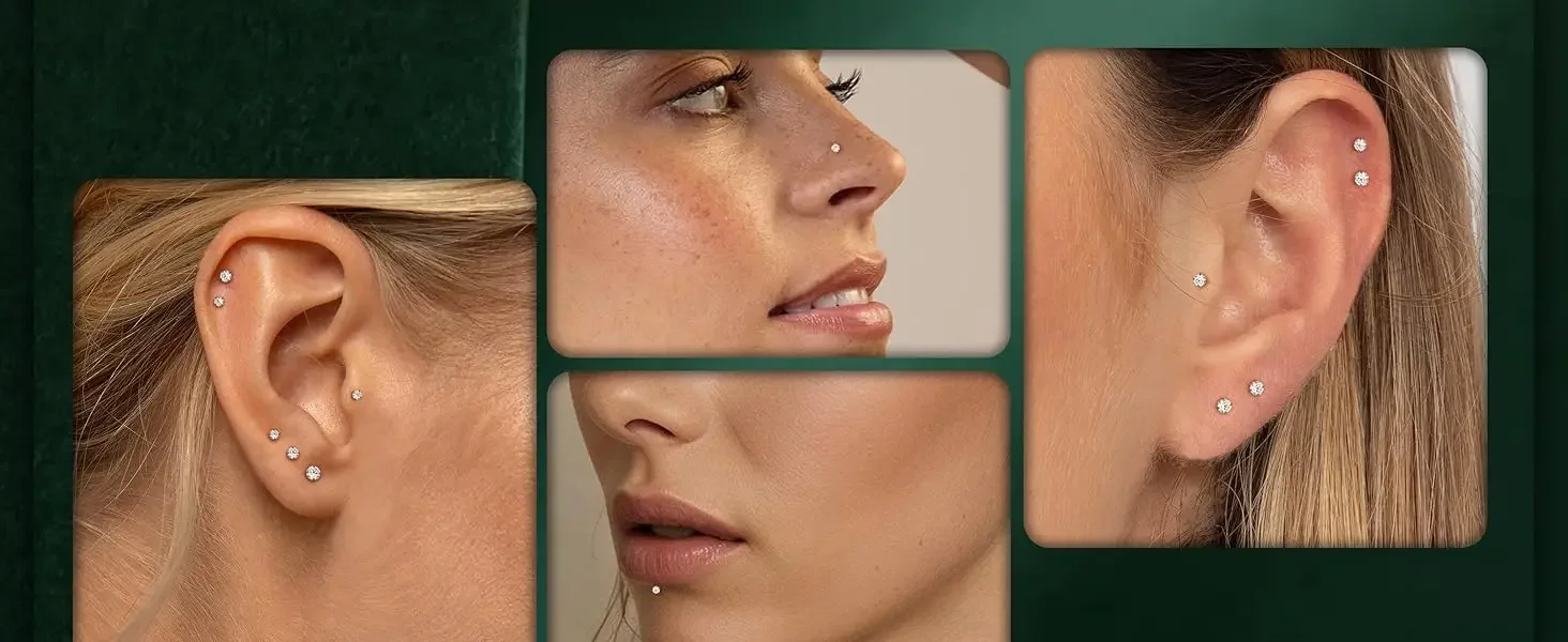 Drperfect G23 Titan-Ohrringe mit flacher Rückseite für Damen und Herren, F136, 14K vergoldet, Ohrstecker, Knorpel-, Helix-, Tragus-, Nasen- und Lippenpiercing-Schmuck – Detail 6