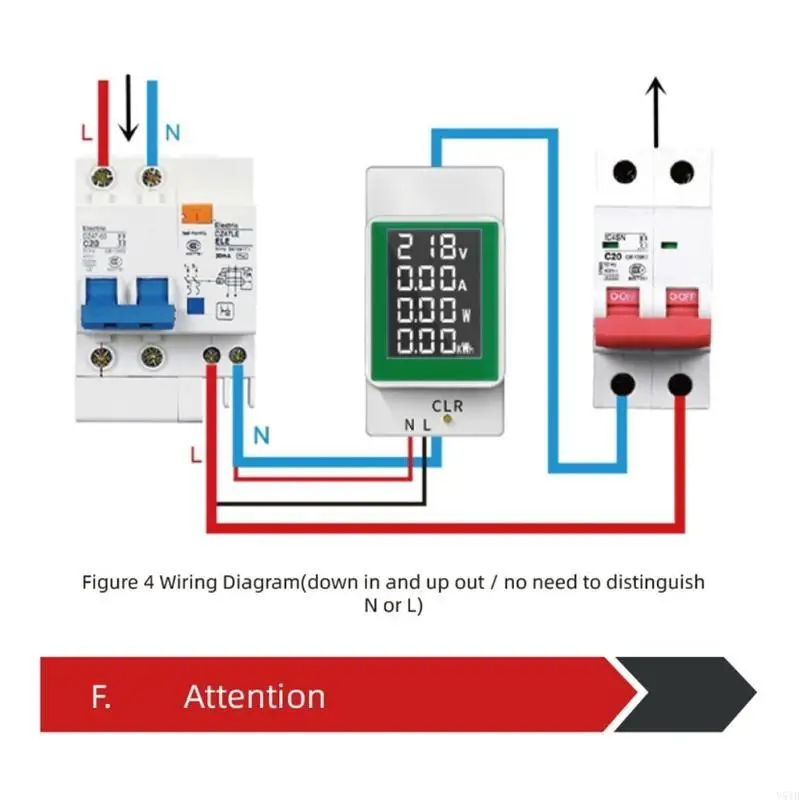 

Y51B Din Wattmeter Voltmeter Ammeter Power Meter AC50-300V Amp Power Factor for Time Energy Current Monitor