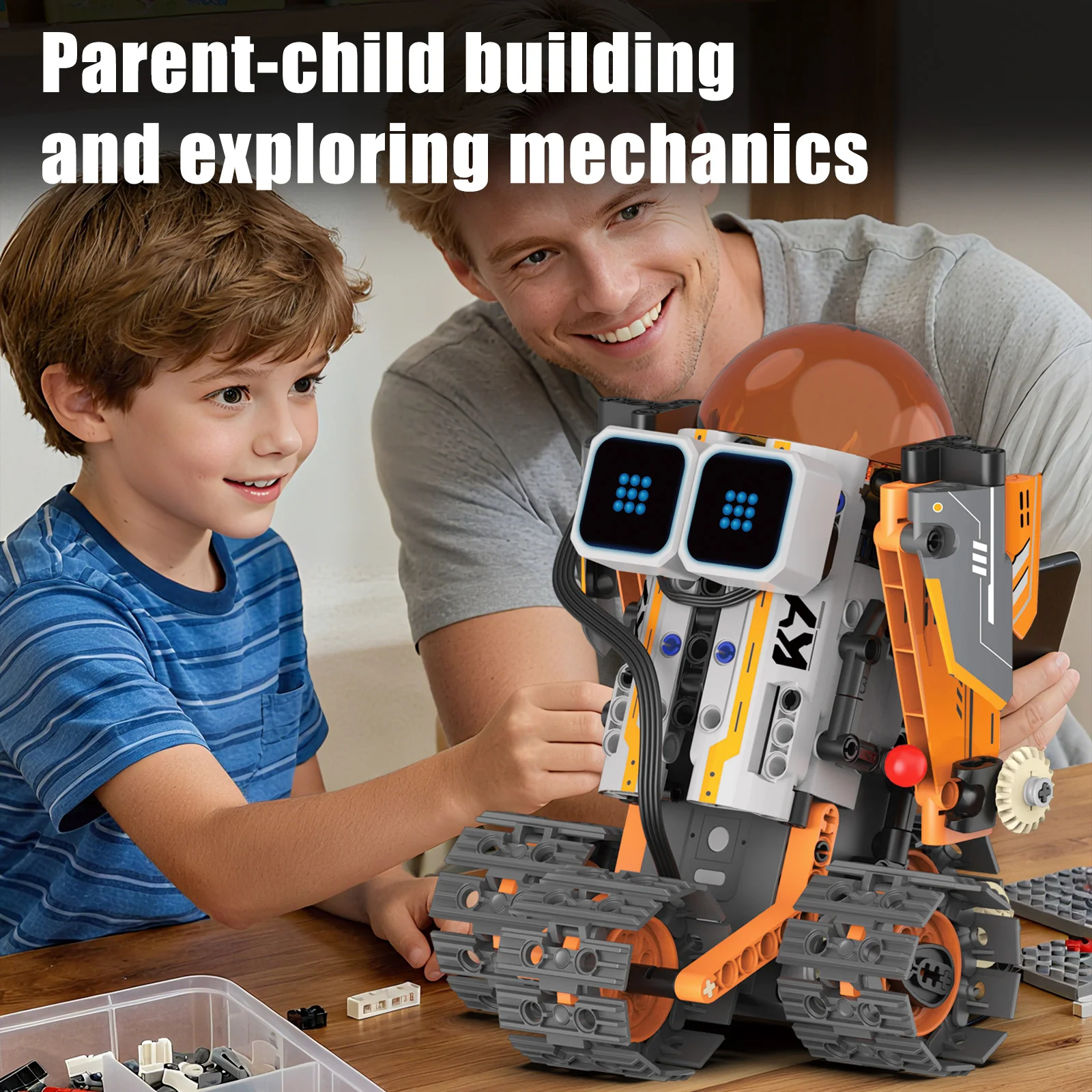 5-in-1 robot building blocks assembly, 2.4Ghz remote control rover model assembly, DIY building toy, children's birthday gift