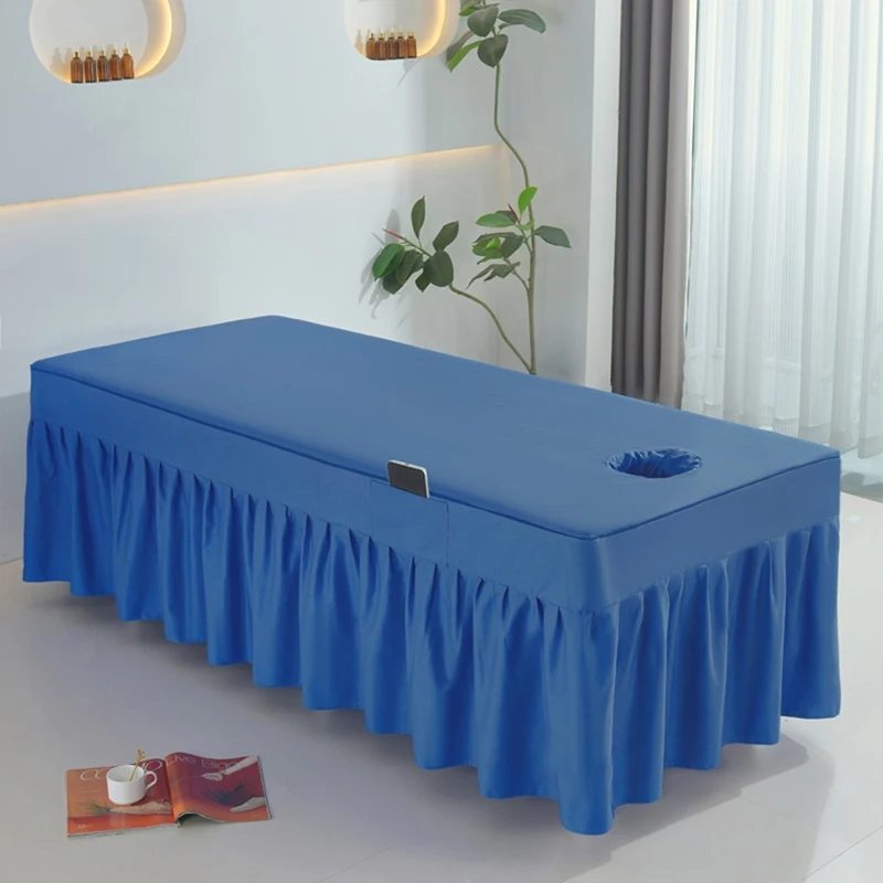 

Beauty Salon SPA Club Special Bedspread Beauty Salon Bed Skirt With Hole Cotton Therapy Mattress Cover Body Massage Bed Cover