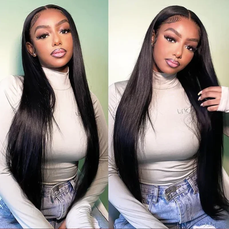 

42-дюймовые прямые 13x6 HD кружевные фронтальные парики человеческие волосы 100% бразильский 360 полный парик шнурка человеческие волосы предварительно выщипанные плотность 200