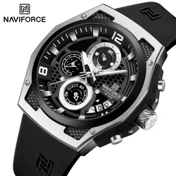 NAVIFORCE Men's Luxury Wristwatch Silicone Strap Casual Sport Luminous Water Resistant Male Quartz Watch Relogio Masculino 2024