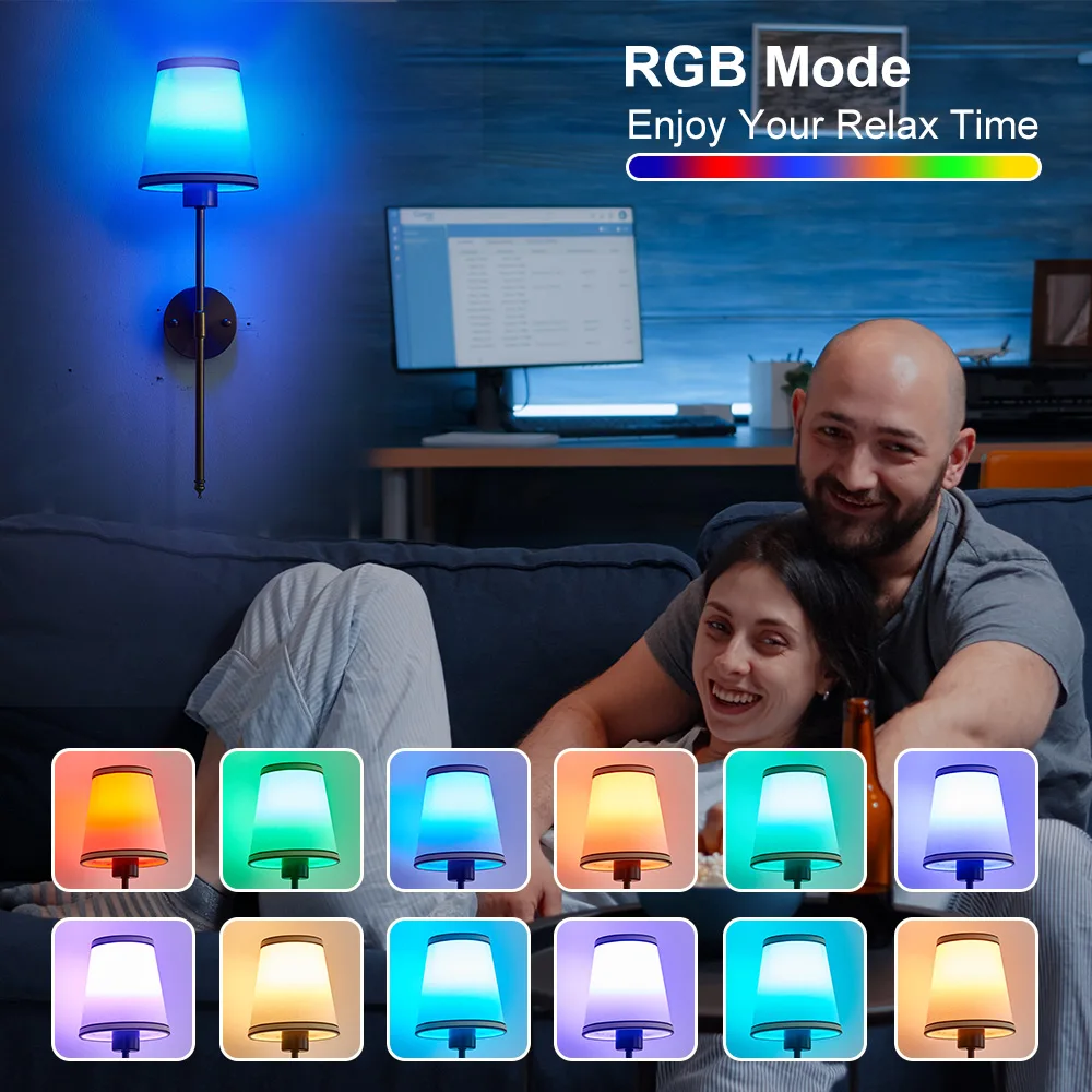 Aplique de pared con pilas, juego de 2, luces de pared recargables doradas con bombillas desmontables regulables de 2500 mAh y control remoto