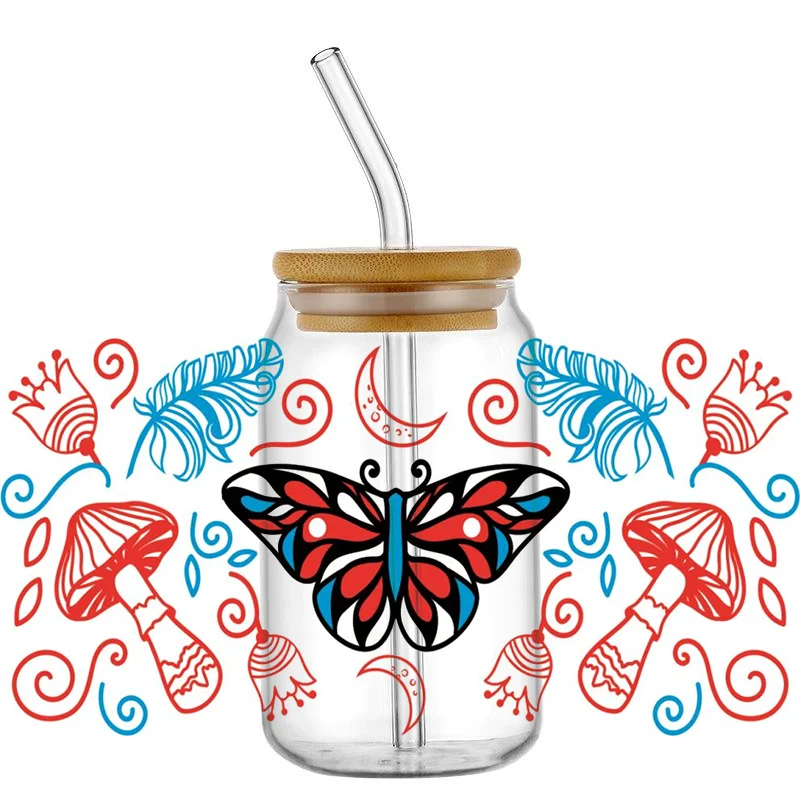 

3D Butterfly Design Decal 16oz UV DTF Sticker Cups Cool Personalize UV Wrap Transfer Sticker Custom Label DIY Logo Selfadhesive