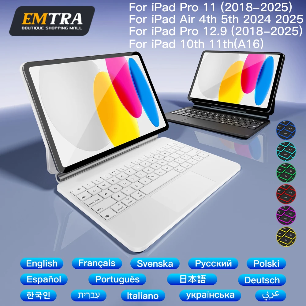 

Magic Keyboard for IPad Pro 11 2018-2022 10.9in Air 4 Air 5 2025 11th A16 13inch M2 M3 10th Bluetooth Smart Cover Magnetic Cases