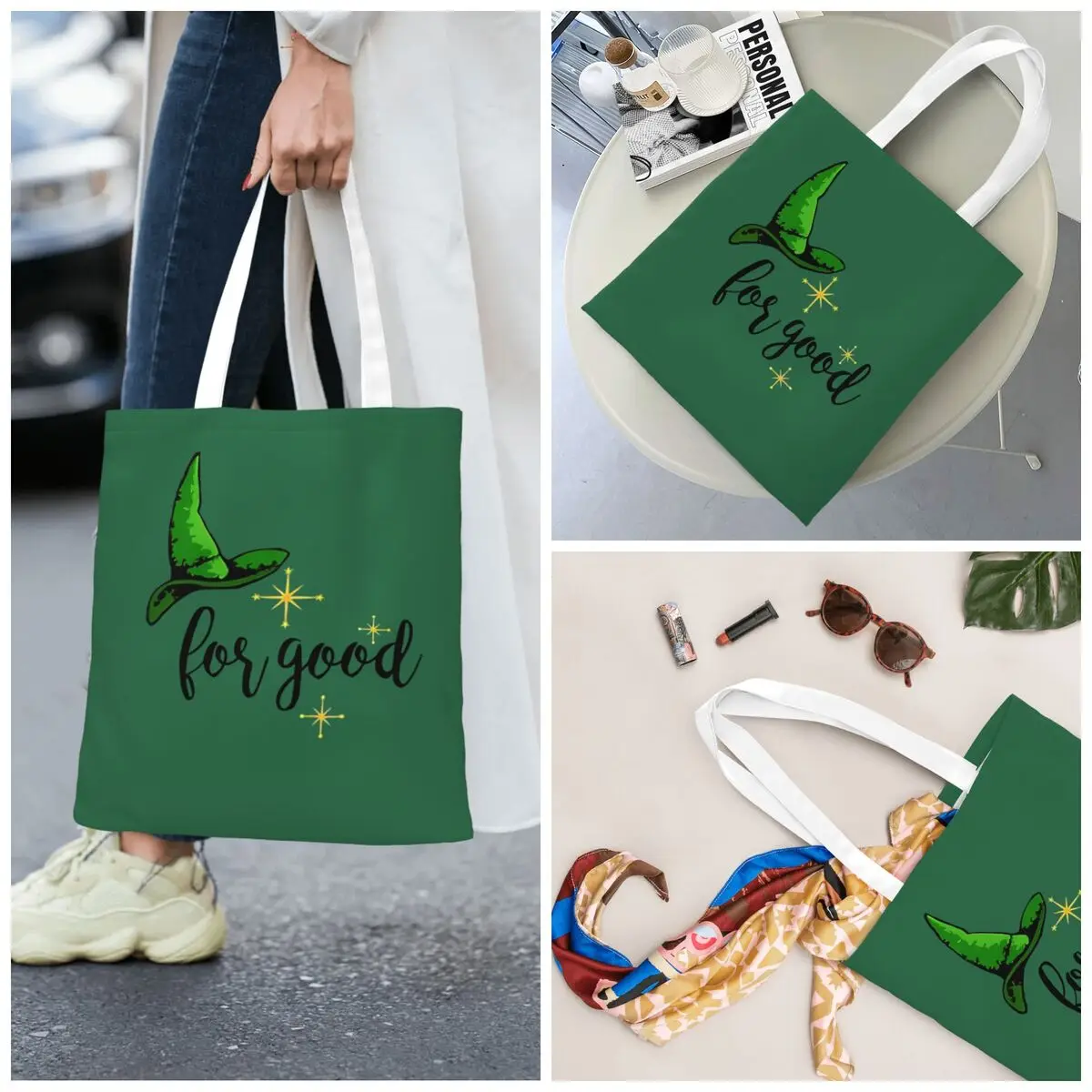 

Эльфаба Уит Для хорошей холщовой сумки-тоут, эстетичная сумка для покупок большой вместимости для женщин и мужчин