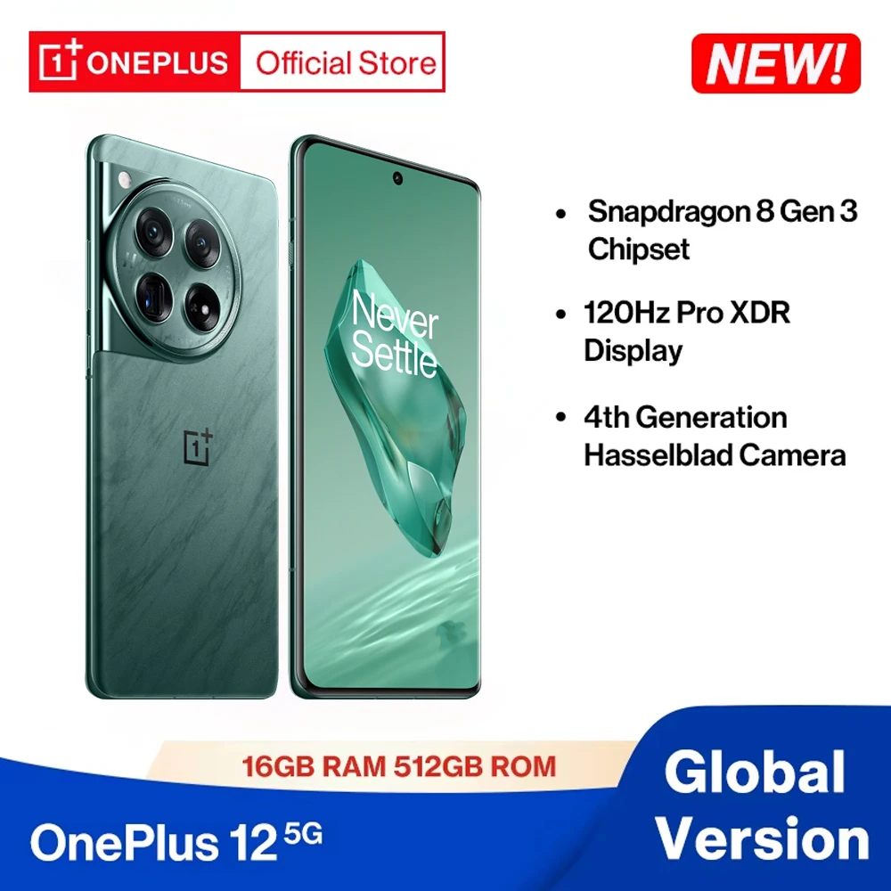 New Original OnePlus 12 Global Version 16GB 512GB Snapdragon 8 Gen 3 50MP Hasselblad Camera 2K Display 100W SUPERVOOC Charge