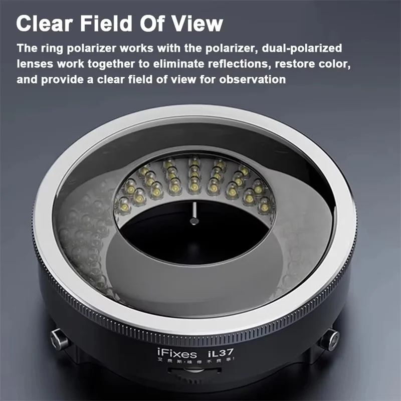 IFixes IL37 Microscope polarisé anneau lumineux illuminateur lampe LED analyseur rotatif 360 °   Lampe annulaire outil de lumière polarisée