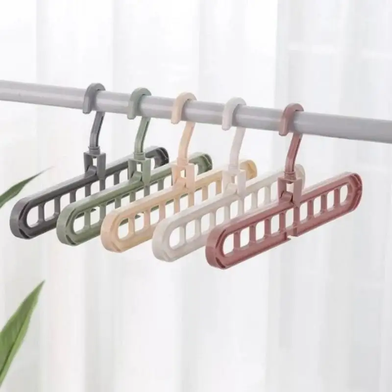 Foldable 9-Hole Clothes Hangers 3Pcs Durable Plastic Space Saving Organizer for Home Closet Wardrobe Storage