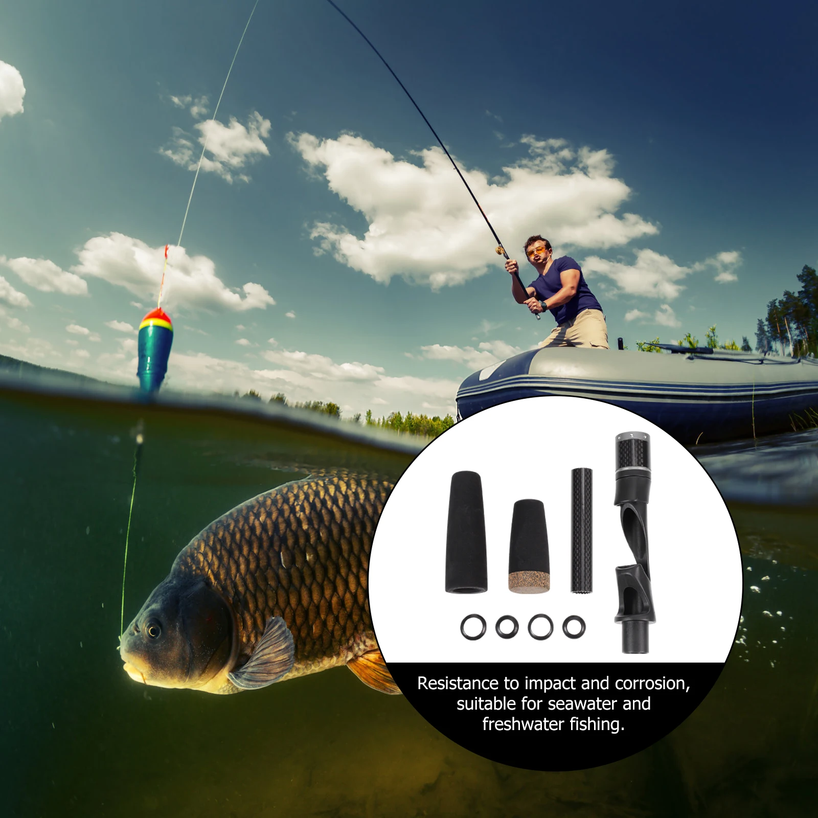 

Folding Fishing Rod Accessories Travel Black Handle Plastic Reel Seat DIY Tackle Parts for Saltwater Freshwater Durable Light