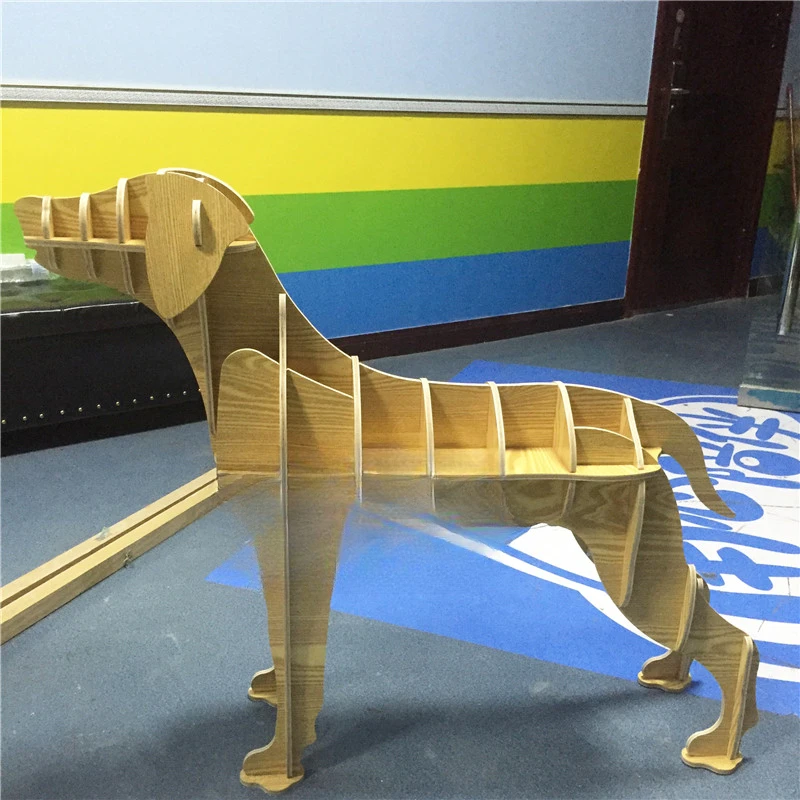 Solid wood puppy ornament Gree dog shape bookshelf animal shelf window decoration shelf