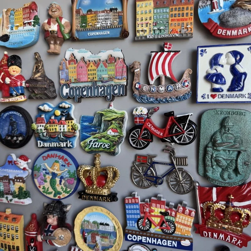 مغناطيس الثلاجة الدنمارك Nordic Nyhavn جديد هاربور شارع المشهد البيت كوبنهاغن الدنماركية القراصنة دراجة الثلاجة ملصق الثلاجة #5