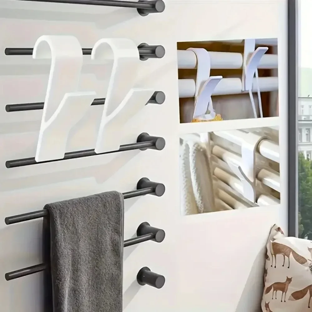 1PCS Bathroom Hanger Clips Heated Towel Radiator Rail Hook Holder Multi-Purpose Drying Rack Hook Towel Clothes Storage Racks