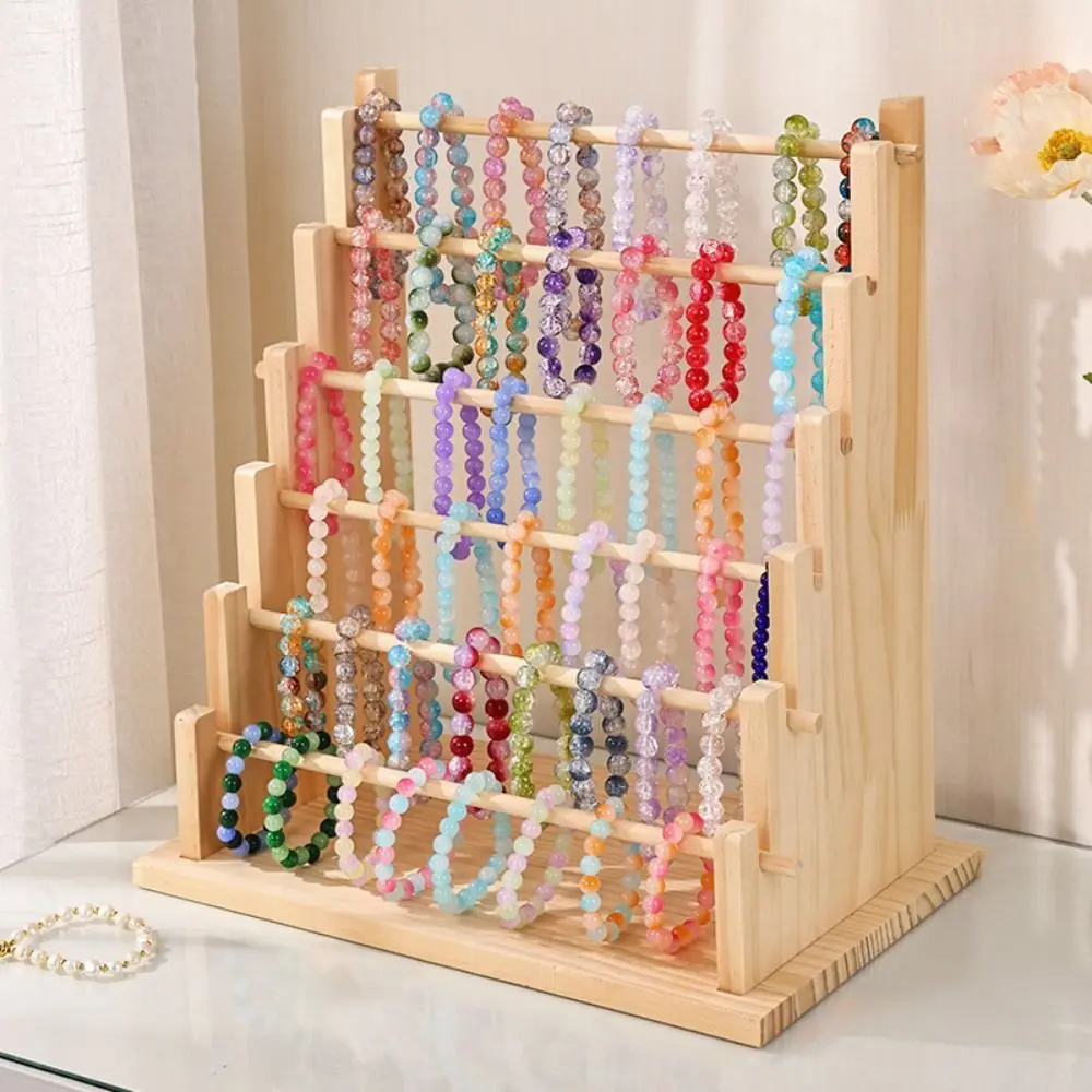 Solid Wood Bracelet Display Stand Multistep Ladder Strong Load-bearing Jewelry Organizer 4/6 Layer Bangle Storage Rack