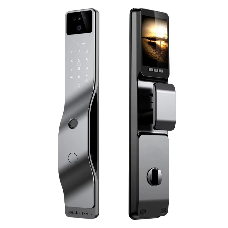 Modern Smart Wifi Door Lock 3D Face Recognition With Video Intercom Function Camera Monitor