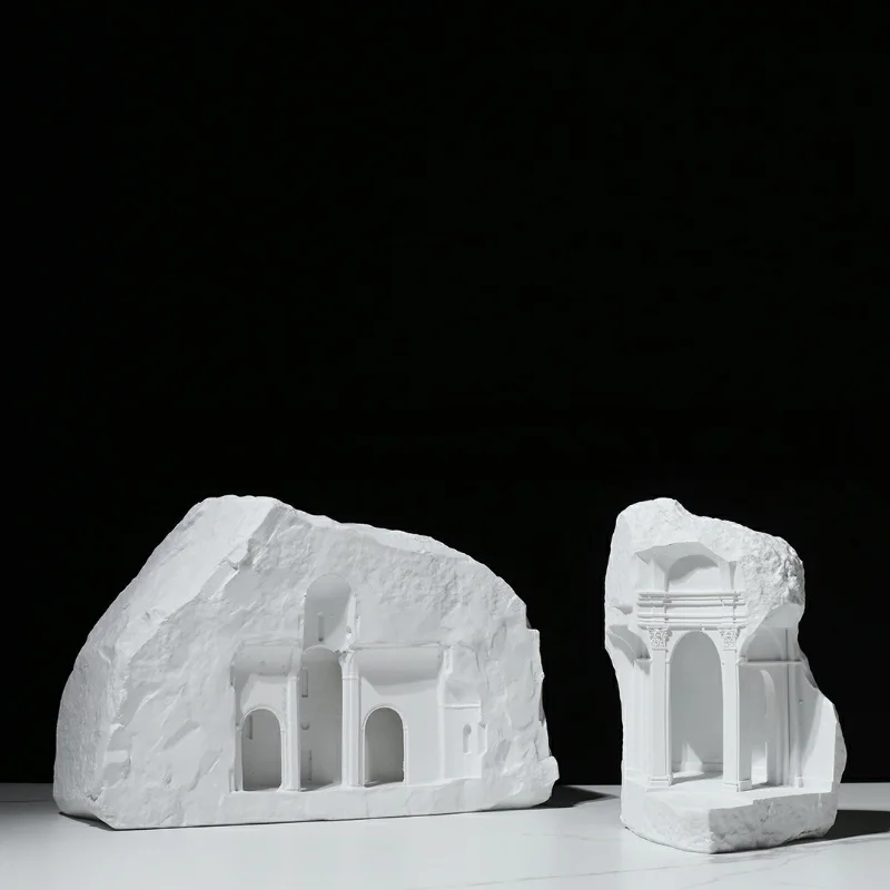 Modern Ruins Building Model House Figurines Home Sales Office Hotel Porch Creative Grotto Building Soft Decorations Accessories