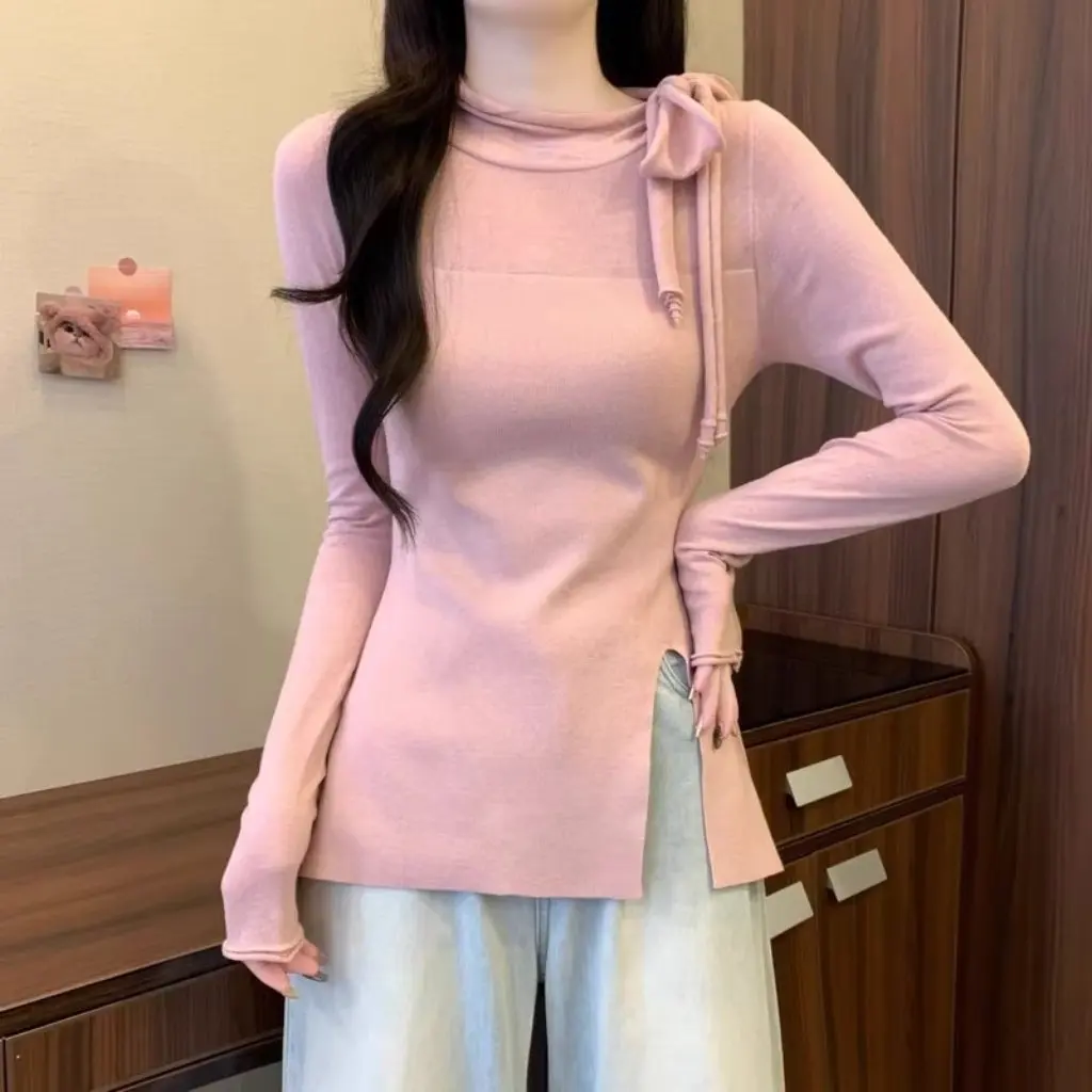 

Женская облегающая футболка с длинными рукавами, базовая рубашка нестандартного дизайна на осень-зиму, модный топ Pure Desire