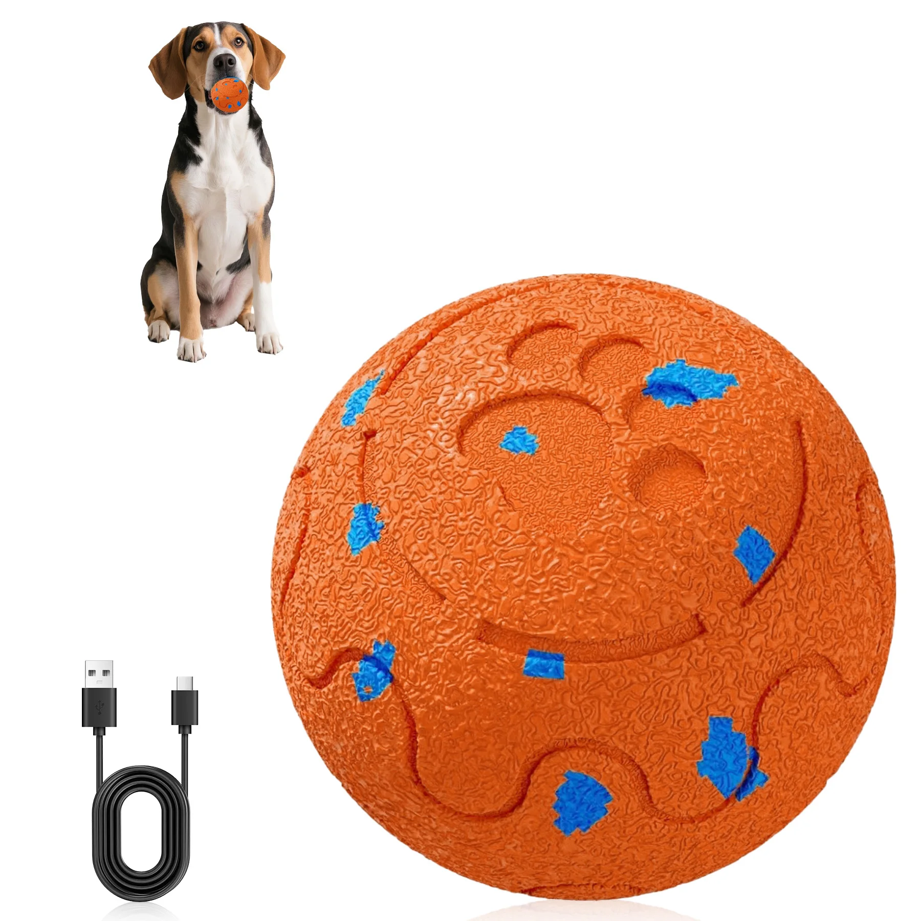 

Interactive Dog Ball Auto Rolling - Interactive Dog Toys for Aggressive Chewers - Bouncy & Throwable, Type-C Rechargeable