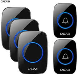 CACAZI New Wireless Doorbell Waterproof 300m Range US EU UK Plug-in Home Intelligent Door Bell Chime 1 2 Button 1 2 3 Receivers