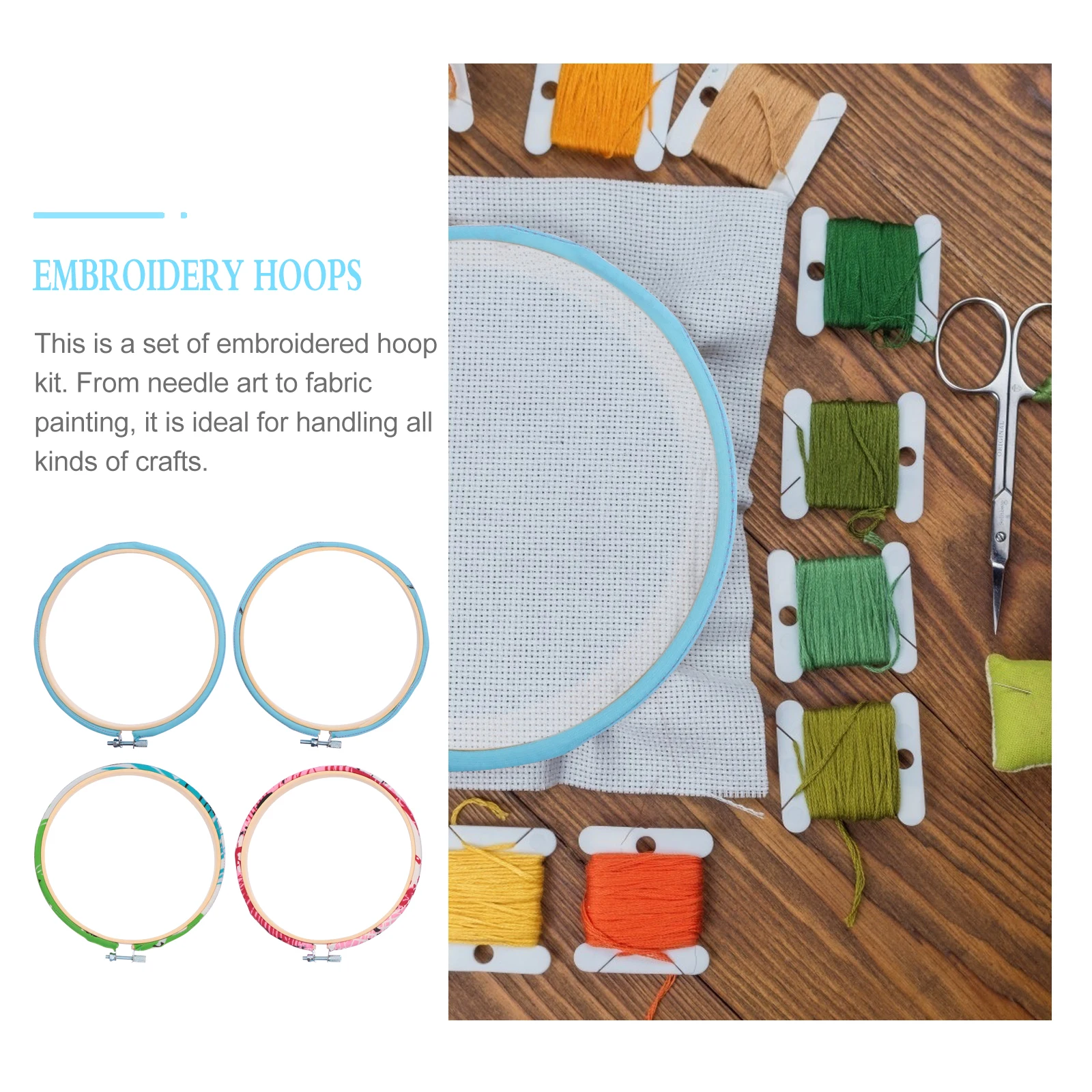 

4Pcs Wooden Cross Stitch Hoops Ring 15Cm Embroidery Circles DIY Craft Tools for Handmade Art Wall Decoration Gift