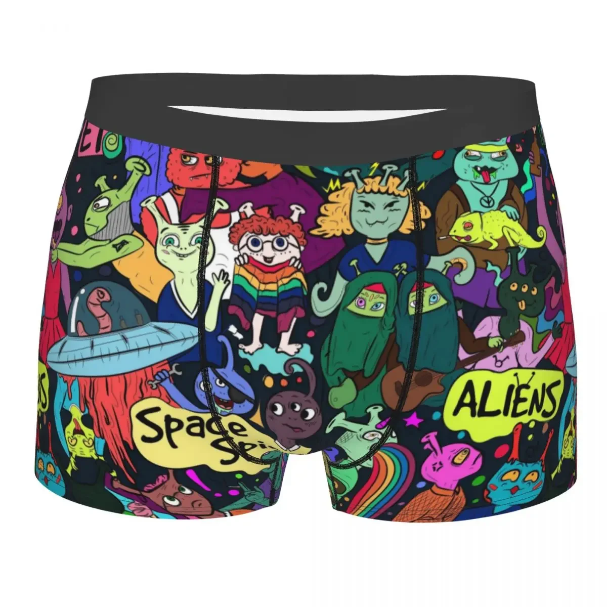 Custom Bizarre Alien Colorful Street Art Boxer Shorts For Homme Sexy Graffiti Style Underwear Panties Briefs Stretch Underpants