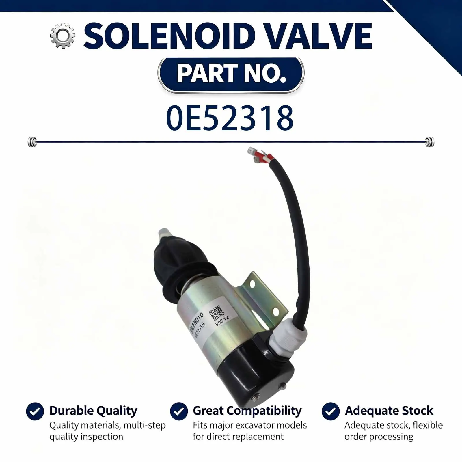 0E52318 12V Solenoid valve Compatible for  Perkins 2006 3008 3012 For Volvo Diesel Engine