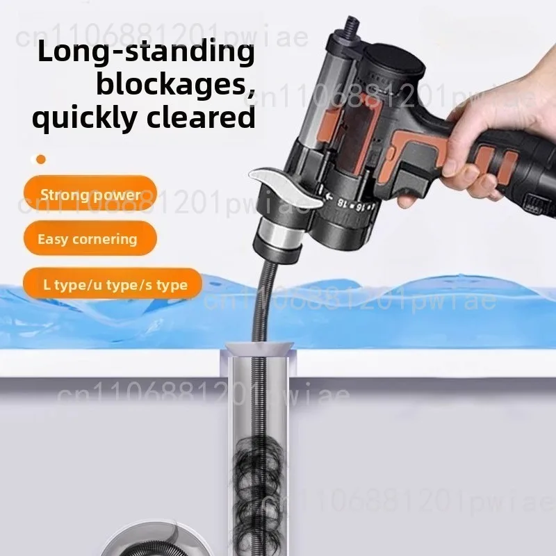 

7,5 м 12 В электрический сливная спиральная труба для удаления сливного засора в виде змеи, беспроводной очиститель слива для туалета, канализации, раковины и душа в ванной комнате