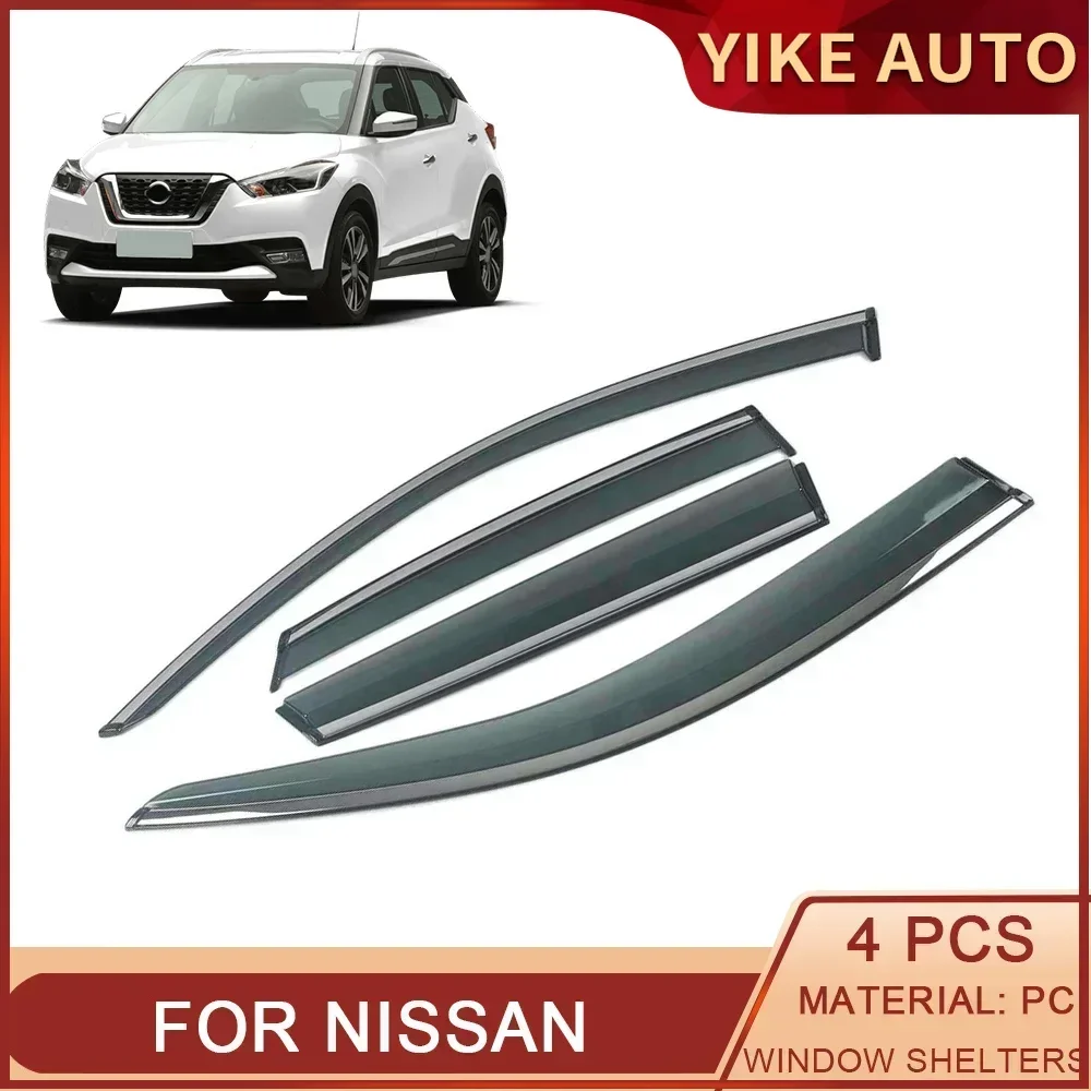 For NISSAN KICKS Livina Murano Navara Terra MAXIMA Xterra Car Window Sun Rain Shade Visors Shelter Protector Cover Frame Sticker