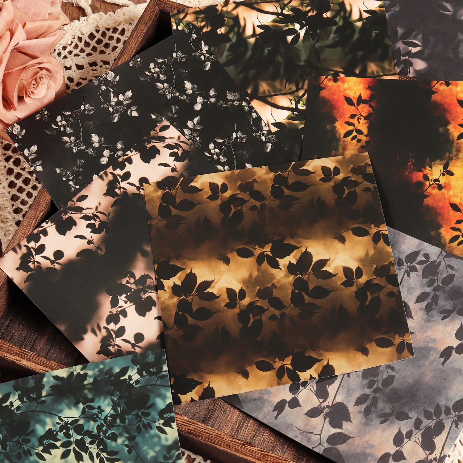 12 Blatt Vintage Moody Foliage Große selbstklebende dekorative Scrapbook-Aufkleber, für Junk Journals, Scrapbooking-Zubehör – Detail 6