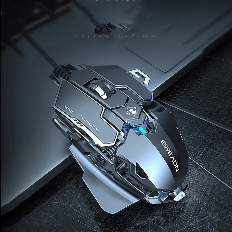 Mechanical Metal Gaming Mouse Wired Ergonomic RGB Backlit Game Mouse 12800 DPI Optical USB Mause Computer Mouse For Desktop PC