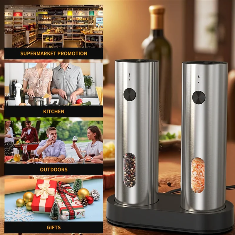

Automatic Salt And Pepper Grinder Set Salt And Pepper Grinder Set Electric Pepper Grinder-A54Q