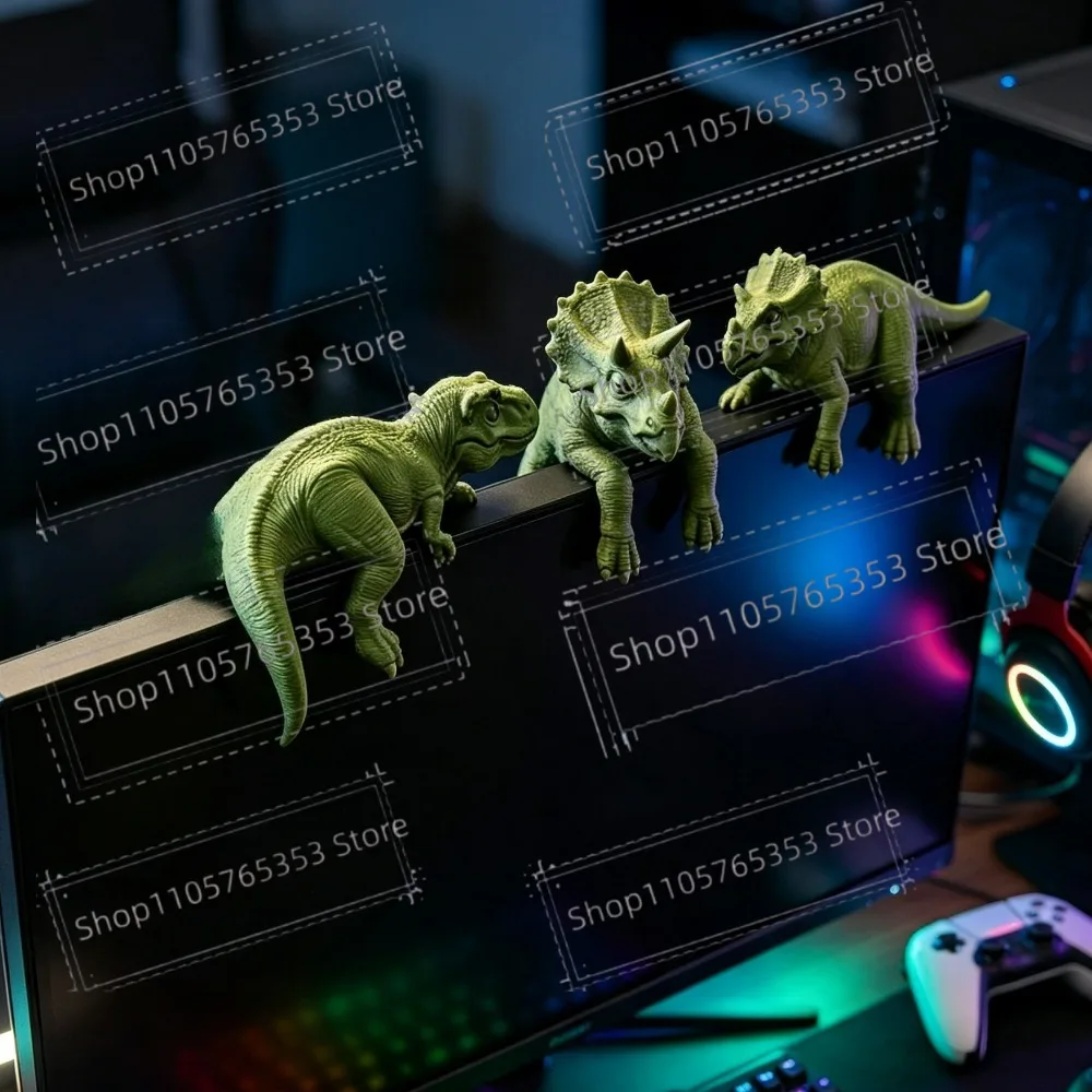 Dinosaur Dragon Shaped Monitor Ornament Nordic Style Desktop Decoration Home Office Art Decor Collectible Gift