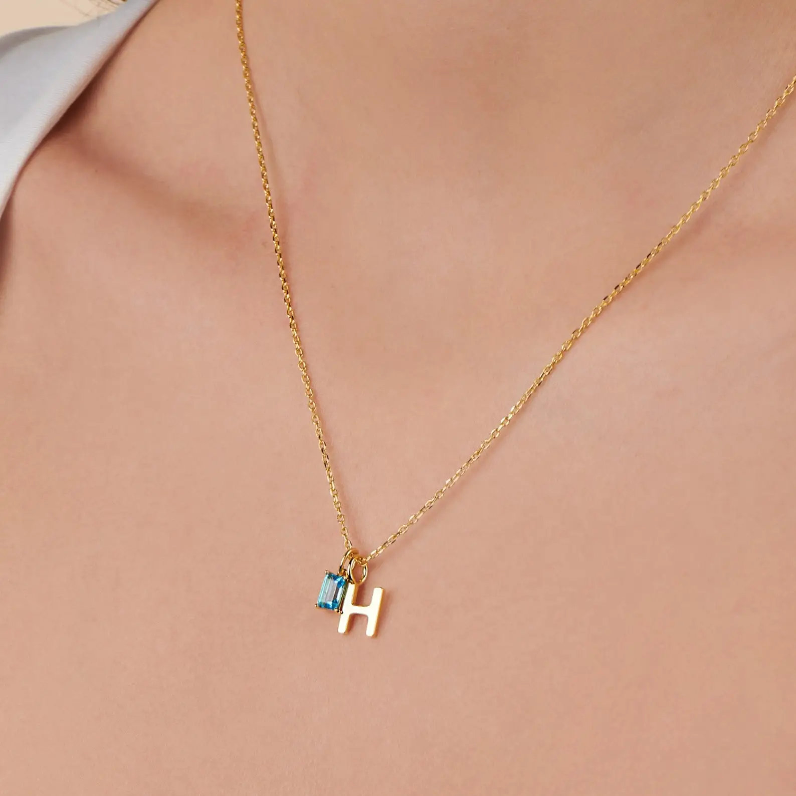 

Custom Initial Birthstone Charm Necklace Personalized Letter with Birthstone 18k Gold Plated Necklace Mother’s Day Gift For Her