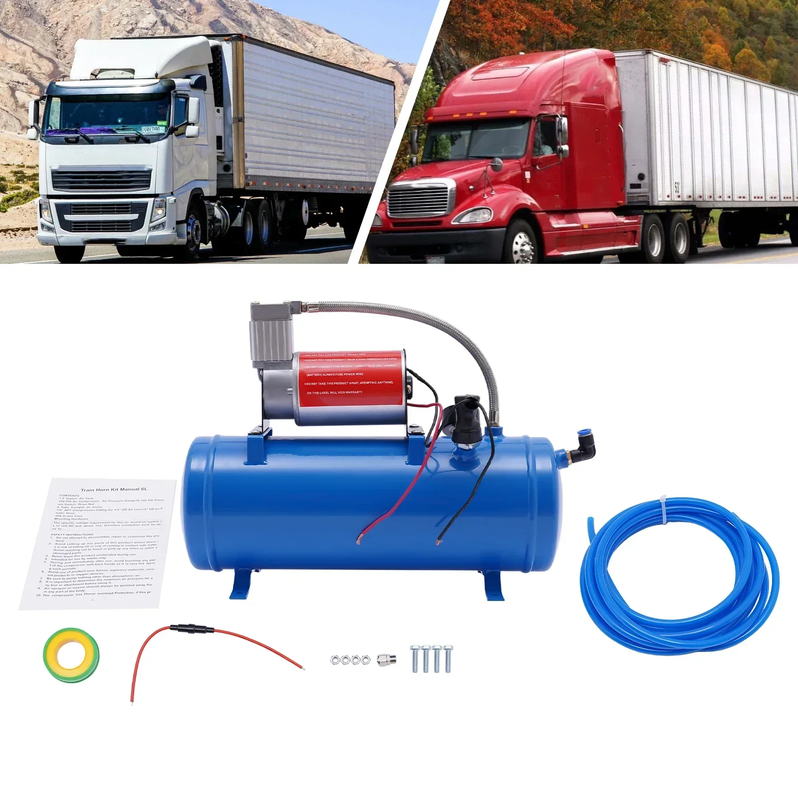 

6L12V150Psi Air Compressor Tank Capacity Compressor Air Compressor for Vehicle Tyres,Boats Complete Accessories Automatic Switch