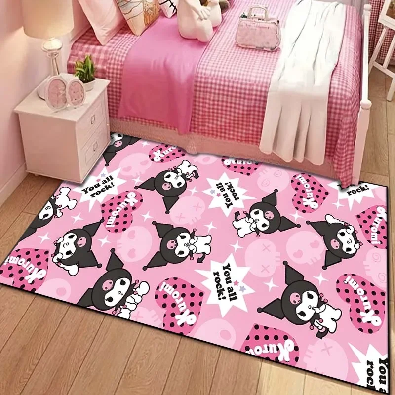 Giapponese Sanrio Kuromi Cartoon Pattern soggiorno camera da letto tappeto comodino tappetino Area tappeto camera dei bambini ragazze Room Decor Mat