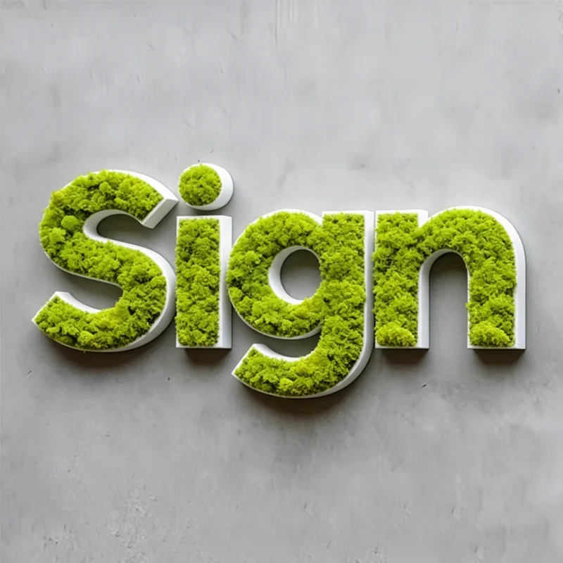 Custom Moss Letters Logo Sign Green Wall Decoration 3d Channel Letter Sign Business Sign Advertising Logo Board for Shop Office