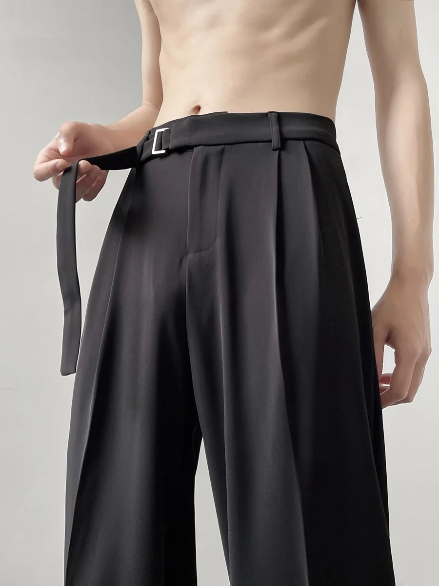 

Мужские повседневные прямые шелковые брюки WMMN: весенне-осенние, драпирующиеся, дышащие, длинные, модные, молодежные, для отдыха