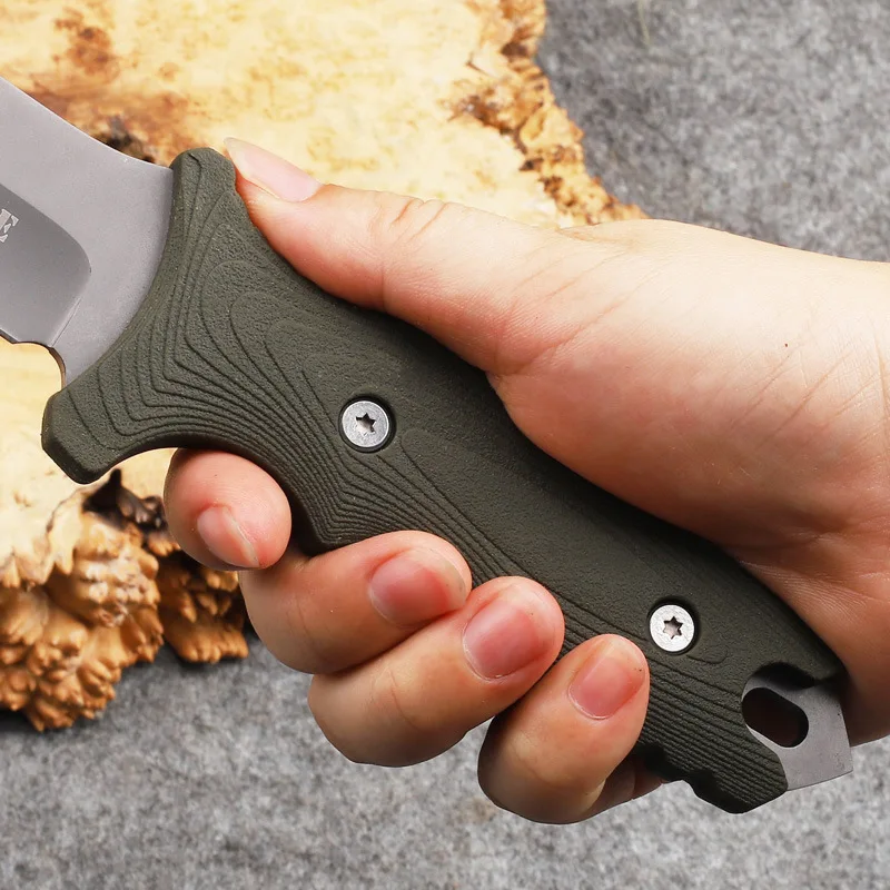 1pc，Outdoor High hardness straight knife, hiking knife, multi-functional tactical survival knife, self-defense knife