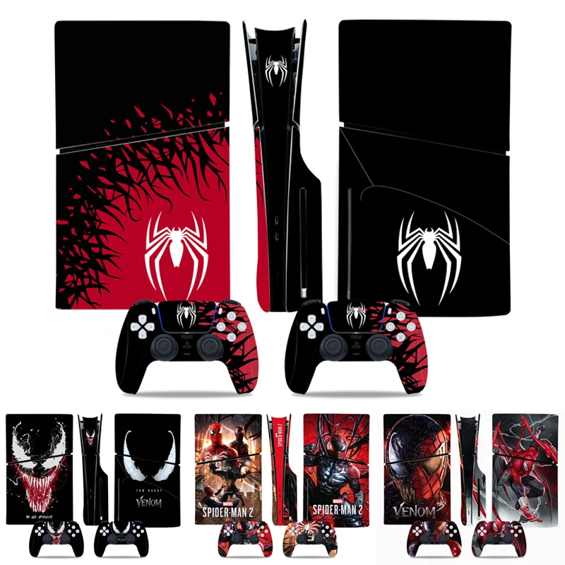 

Marvel Spiderman Skin Sticker Decal Cover for PS5 Slim Playstation 5 Slim Disc Console Controllers Anti-Scratch Cover Protective