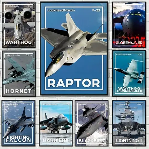 Classico Wall Art World Aircraft F16 Blackbird Fighter Jet HD Tela stampata Poster Casa Soggiorno Camera da letto Immagini decorative