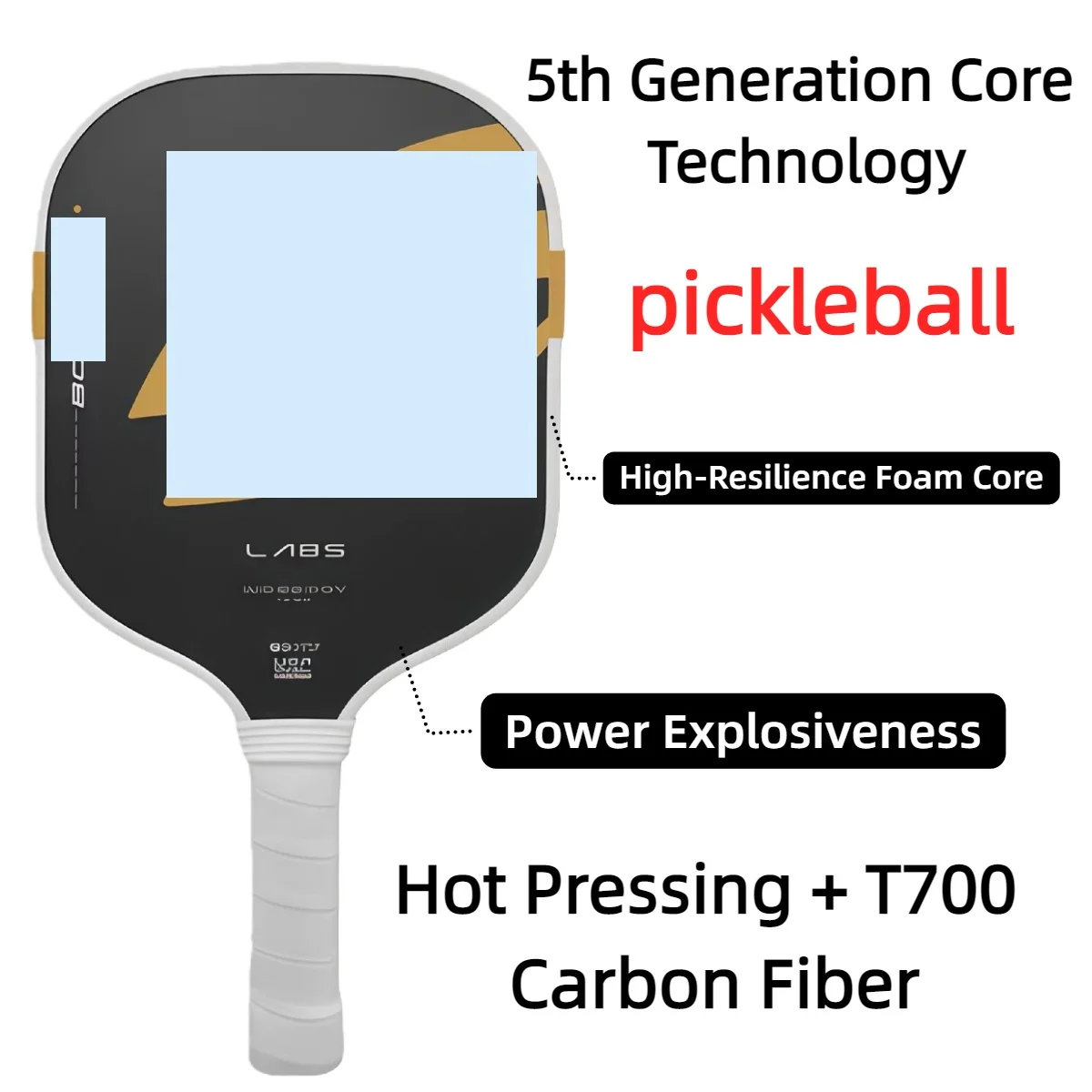 Same Model as Boomstik: T700 Carbon Fiber 5th Generation Pickleball Paddle with Hot-Pressed Core