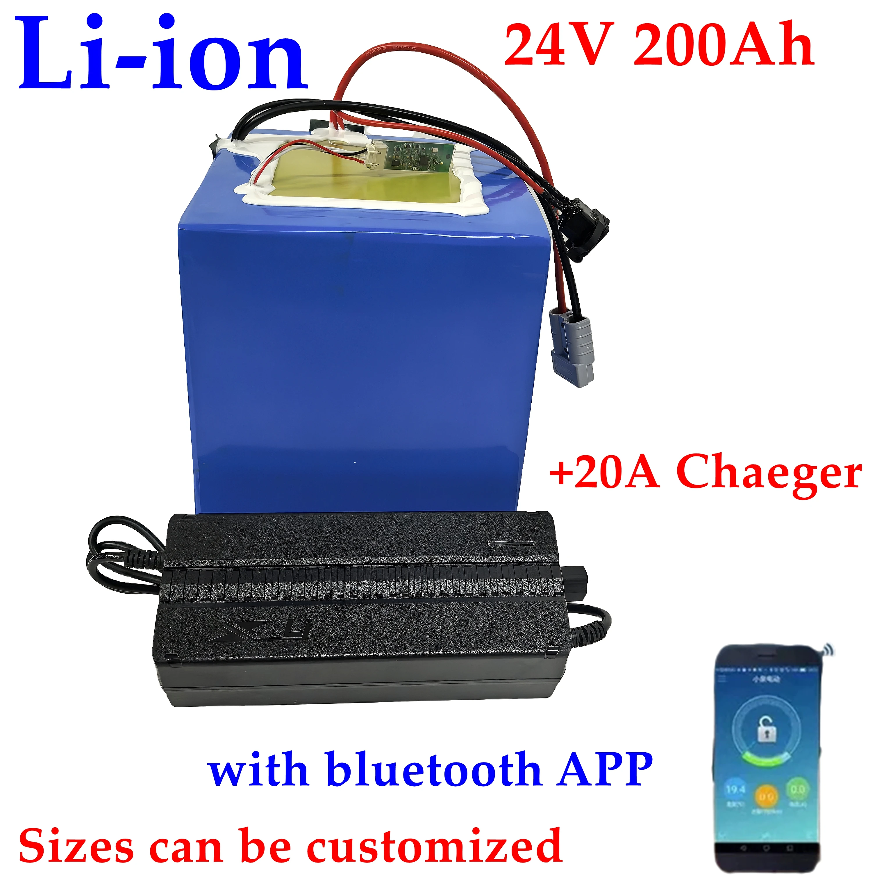 LT-24V 200AH Lithium ion battery BMS 7s 24V li ion lithium battery for RV Tricycle van Boat solar energy storage +20ACharger.