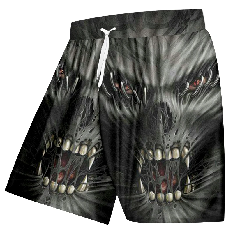 Herren-Badehose mit 3D-Totenkopf-Print, Strandshorts, schnell trocknende Outdoor-Freizeit-Sportshorts, Badebekleidung, modische Herrenshorts – Detail 14