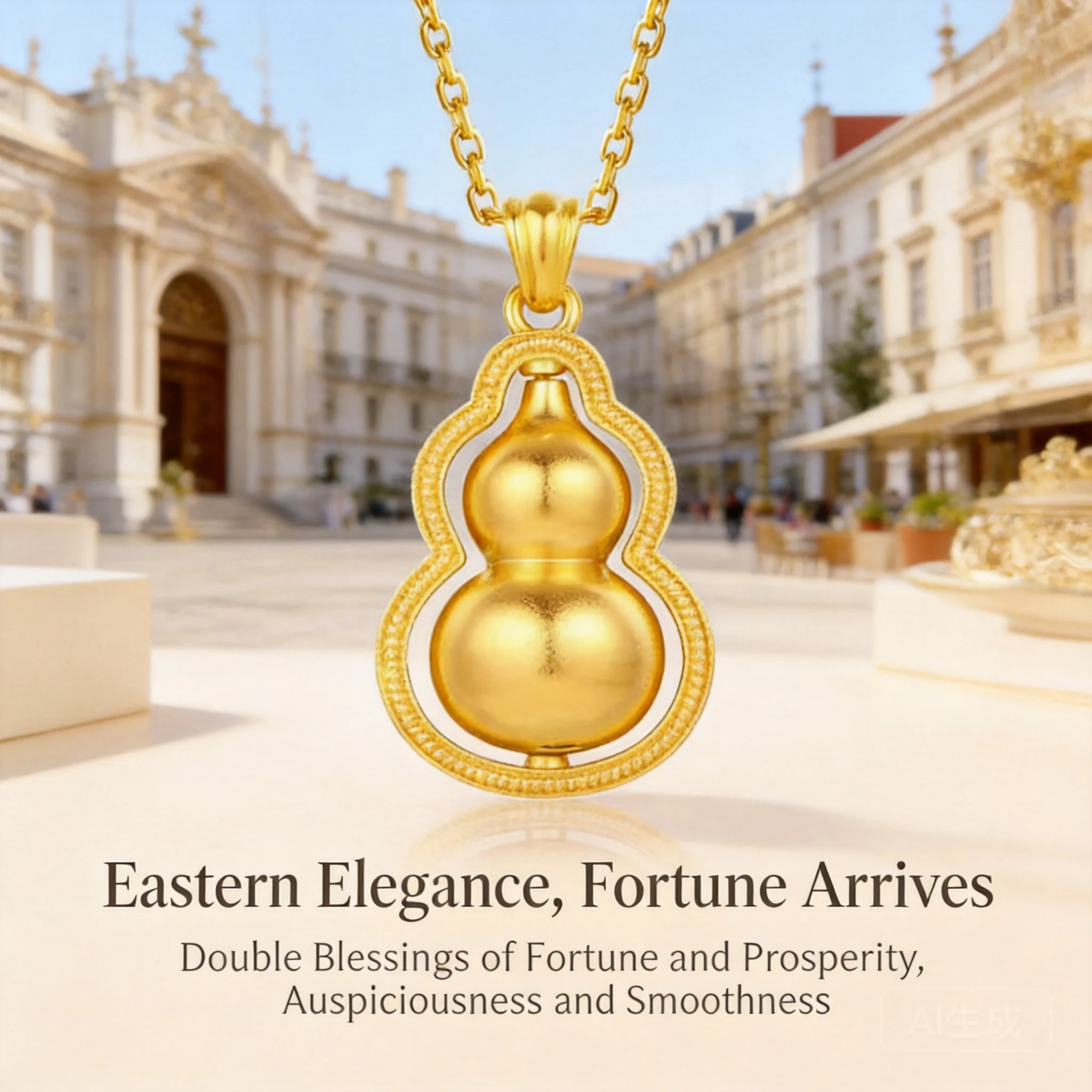 

Women's Gold Color Rotatable Gourd Pendant Necklace 2026 Chinese Style Good Fortune Blessing Jewelry For Daily Wear Party Birthd
