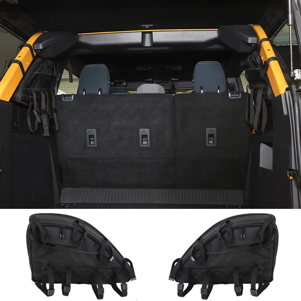 ABS/Oxford Cloth Black Rear Trunk Left /Right Side Storage Bag Pockets Organizer for Ford Bronco 4-Door 2021-2024 Car Accessorie