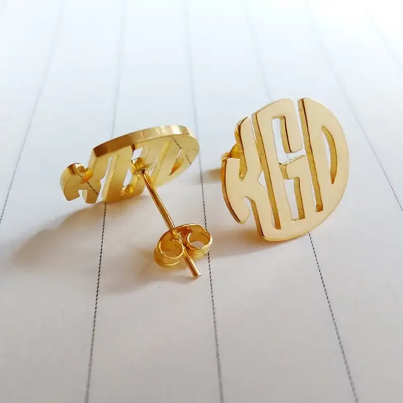 Custom Initial Letter Earrings Personalized Stainless Steel Big Stud Custom Name Gold Color color Jewelry for Women Girls Gifts