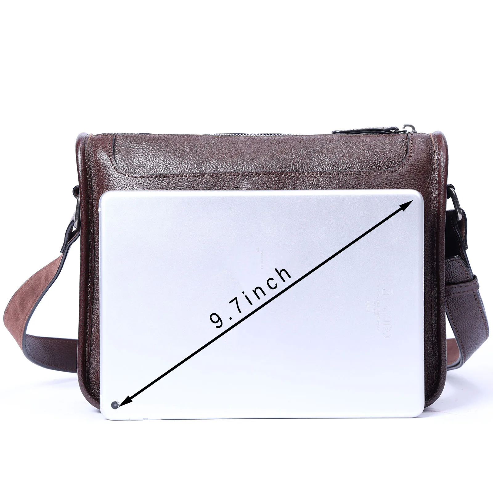 Echte Leder-Umhängetasche für Herren, Unisex, einfache Rindsledertasche, oberste Schicht pflanzlich gegerbtes Leder, modisch und lässig – Detail 10