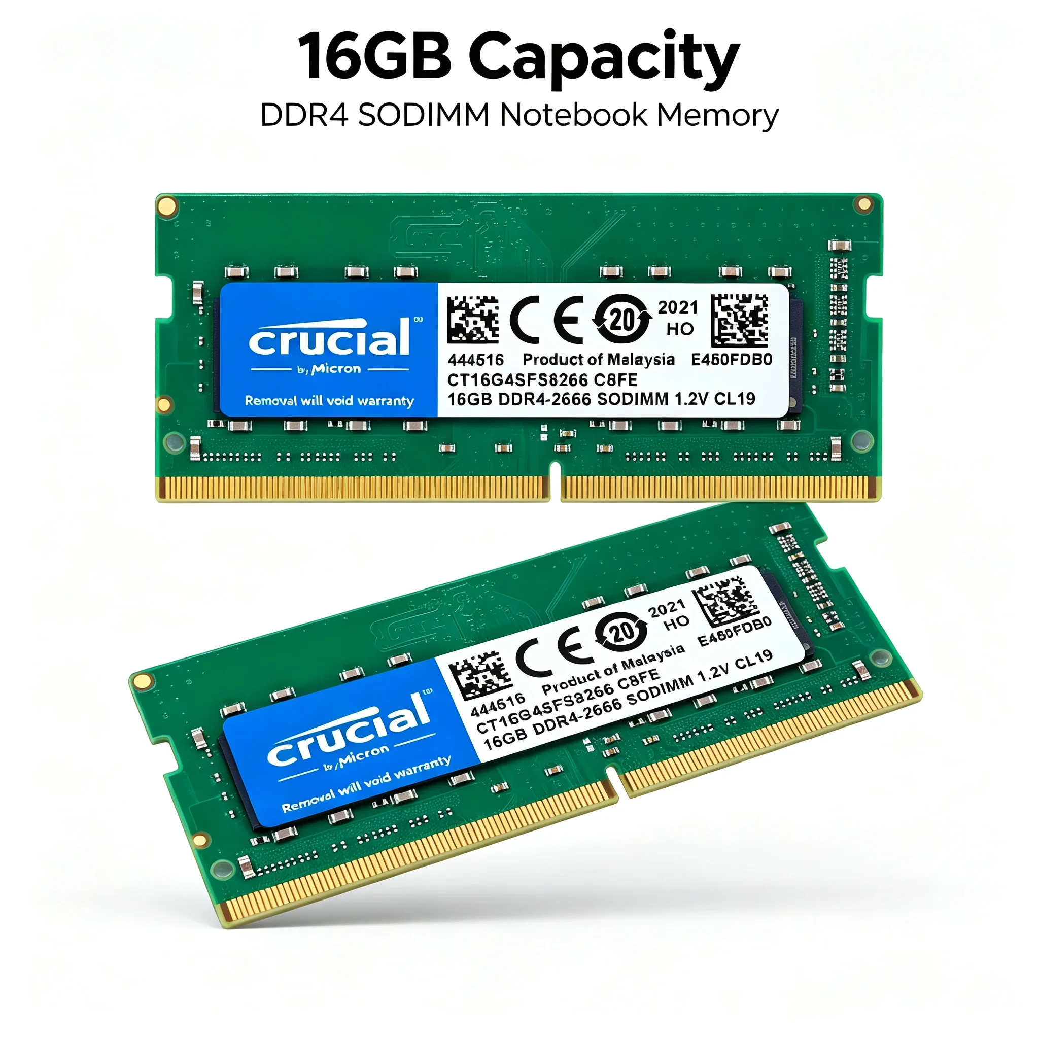 Crucial  1PCS/2PCS DDR4 Laptop RAM 16GB 2400 2666 3200MHz 8 Chips Green PCB SODIMM Notebook Memory - view 4