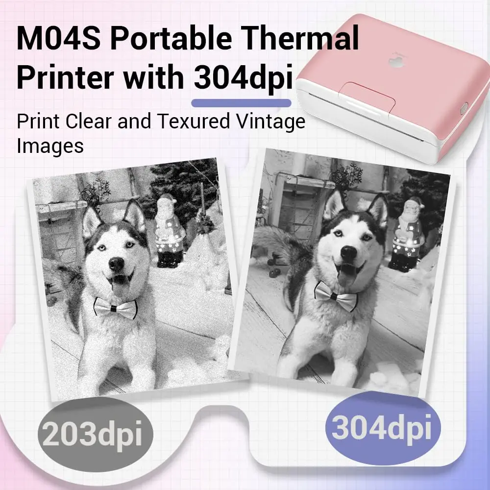 Phomemo M04S Bluetooth Thermal Printer 304dpi Photo Printer Portable Pocket Printer for Study Picture Document Printing